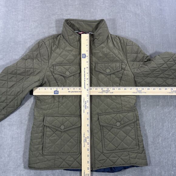Tommy Hilfiger Womens Small‎ Olive Green Quilted Light Puffer Jacket - Picture 4 of 7